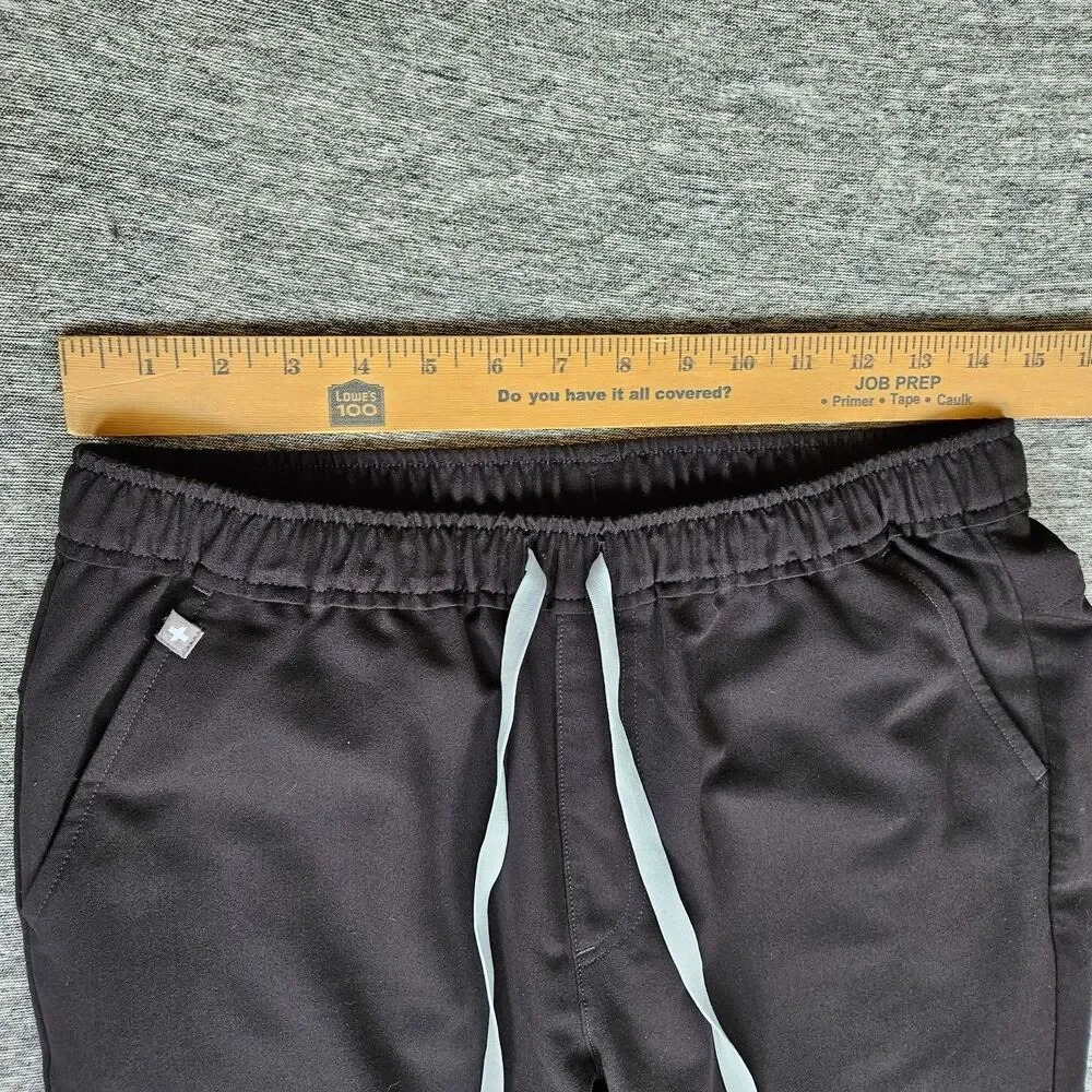 Figs Men's Size S Tansen Jogger Slim-Fit Scrub Pants Black Drawstring Waist